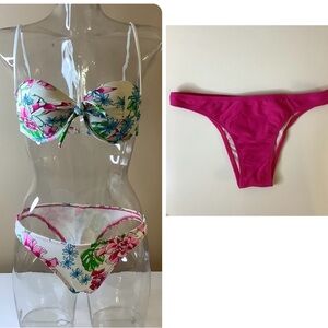 Recco Size Large Floral & Dk Pink Bikini Set, Made in Brazil, New With Tags